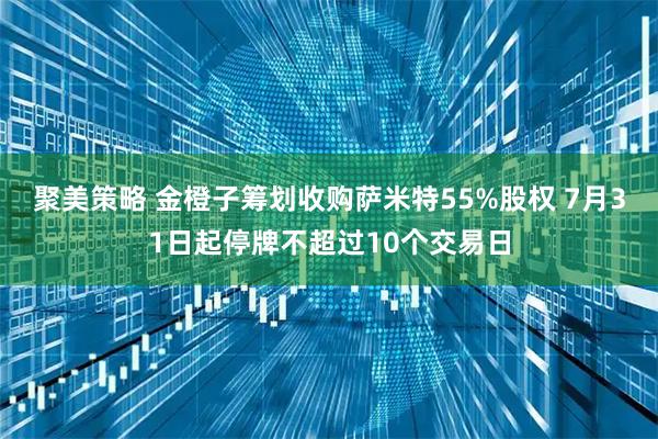 聚美策略 金橙子筹划收购萨米特55%股权 7月31日起停牌不超过10个交易日